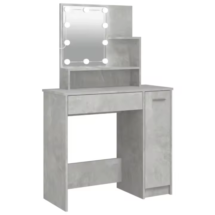 Tocador con LED color gris hormigón 86,5x35x136 cm - 1