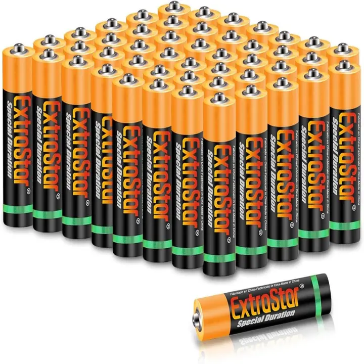 Batería de Carbón AA R6 de 1,5 Voltios 860mah No5 Pilas Gama Performance 48Pcs Extrastar - 1