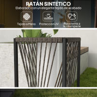 Outsunny Linterna de Jardín de Ratán Sintético Farola Solar con Luces LED Encendido y Apagado Automático Impermeable para Terraza Balcón Patio 22x22x77 cm Gris - details 5
