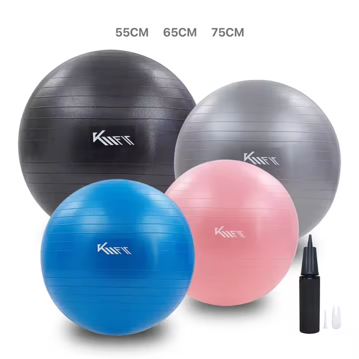 Arebos Pelota de Entrenamiento Km-fit - Pilates, Yoga, Gimnasia - 55/65/75 Cm - Negro/Azul/Gris/Rosa - 1