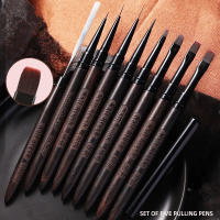 Cepillo De Arte De Uñas Con Mango De Madera Redondo Y Herramientas De Manicura Metálicas Línea De Dibujo Triangular Espátula Plana Para Pintura - details 8