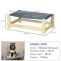 PawHut Cama Elevada para Perros Gatos Cama para Mascotas Medianas y Pequeños con Cojín Lavable Tela Oxford y Marco de Madera Carga 8 kg para Interior y Exterior 70x40x25 cm Gris - details 2