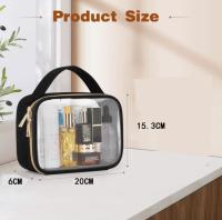 Bolsa cosmet transparente-Bolsa de cosmet de gran apertura con mango, bolsa cosmet transparente esencial para viajes, bolsa de viaje de inodoros - details 0
