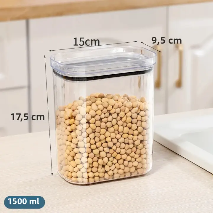 Organizador De Cocina Gran Capacidad Juego De Botellas Selladas Plástico PET+PE Para Almacenamiento De Granos Frutos Secos Y Verduras En Nevera Estilo Japonés - 1
