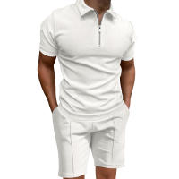 Camisa Polo Para Hombre Verano 2024 Conjunto De Color Sólido Con Cuello En V Manga Corta Ajustada Estilo Casual - details 7
