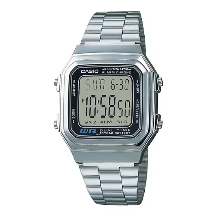 Casio A178WA-1A, Reloj Casio estilo retro con cronómetro y alarma, resistente al agua - 1