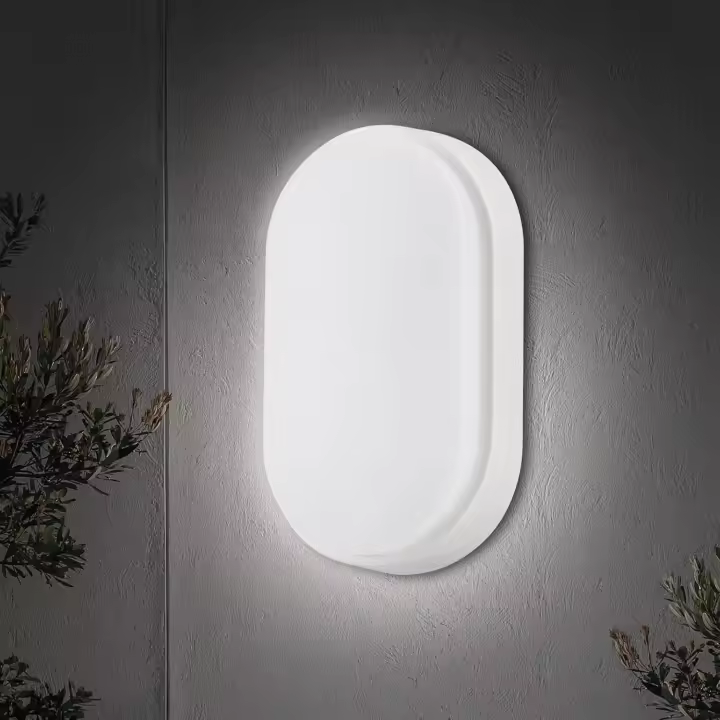 15W LED 6000K IP54 Montaje en pared empotrado Mampara ovalada Accesorio de luz con borde blanco (1 unidad) - 1