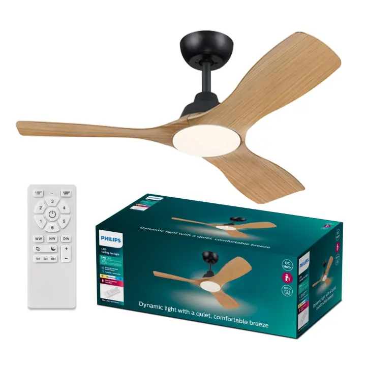 Ventilador de Techo Olas 42" DC Negro Madera Philips - 1