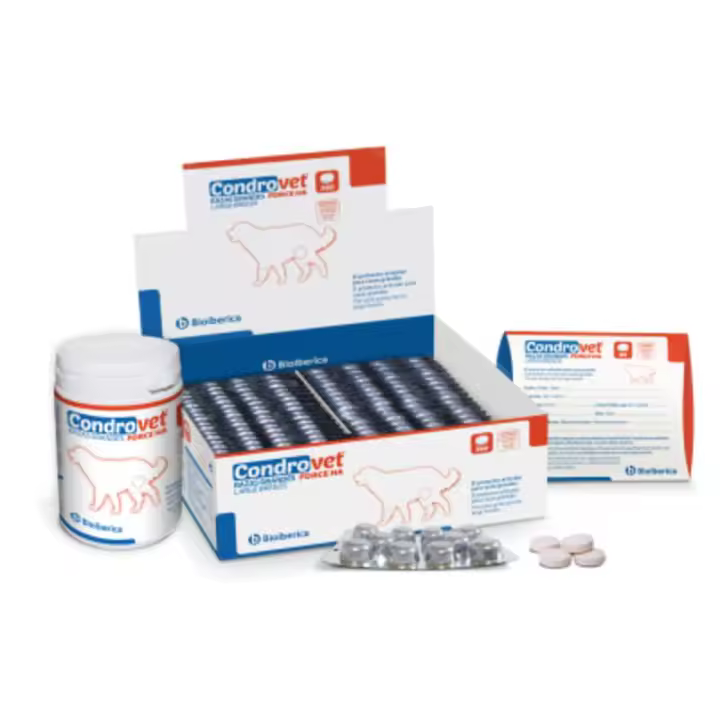 CONDROVET FORCE HA CONDROPROTECTOR PERROS 240 COMPRIMIDOS. El Condroitín sulfato es un componente fundamental de la matriz del cartílago, y es el principal responsable de su correcta hidratación. Es básico para el mantenimiento de la elasticidad - 1