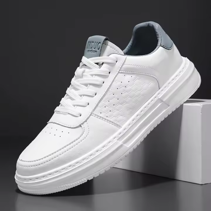 Zapatillas Casuales Para Hombre En Cuero Blanco Suela Ligera Transpirables Tenis Deportivos Para Adultos Zapatillas Hombre - 1
