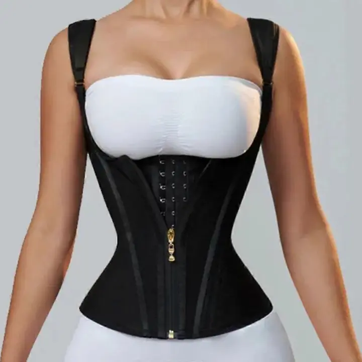 Fajas Colombianas Women Double Compression Waist Trainer Corset with Bone Adjustable Zipper and Hook-eyes Flat Belly Body Shaper - 1