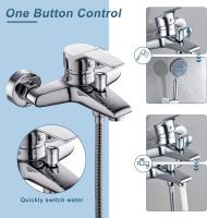 BIT Grifo de bañera con ducha de 5 funciones, grifo de bañera cromado con soporte de pared y manguera de ducha de 150 cm para ducha de baño, Griferia para Baño Completo - details 3