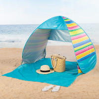 Aktive - Tienda de playa pop up, 140x160x110 cm, 2 personas, multicolor, con suelo y ventana, varillas de acero, protección UV50, índice impermeabilidad 200 mm, incluye bolsa transporte, carpas plegables, paravientos playa - details 2