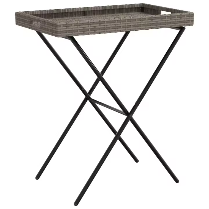 Mesa con bandeja plegable trinquete sintético gris 65x40x75 cm - 1
