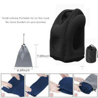 Almohada Inflable De Viaje Con Nuevo Patrón Soporte De Cuello Y Barba Para Avión Coche Autobús Tren Descanso En La Oficina - details 11