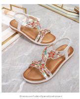 Zapatos de playa con diamantes de imitación 2025, cabeza redonda, tacón plano de alta gama, estilo hueco, cómodos zapatos de mujer para pleno verano - details 32