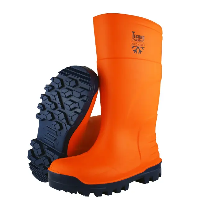 TechnoBoots Bota Alta de Goma Impermeable Naranja para Trabajos Thermo S5 - 1