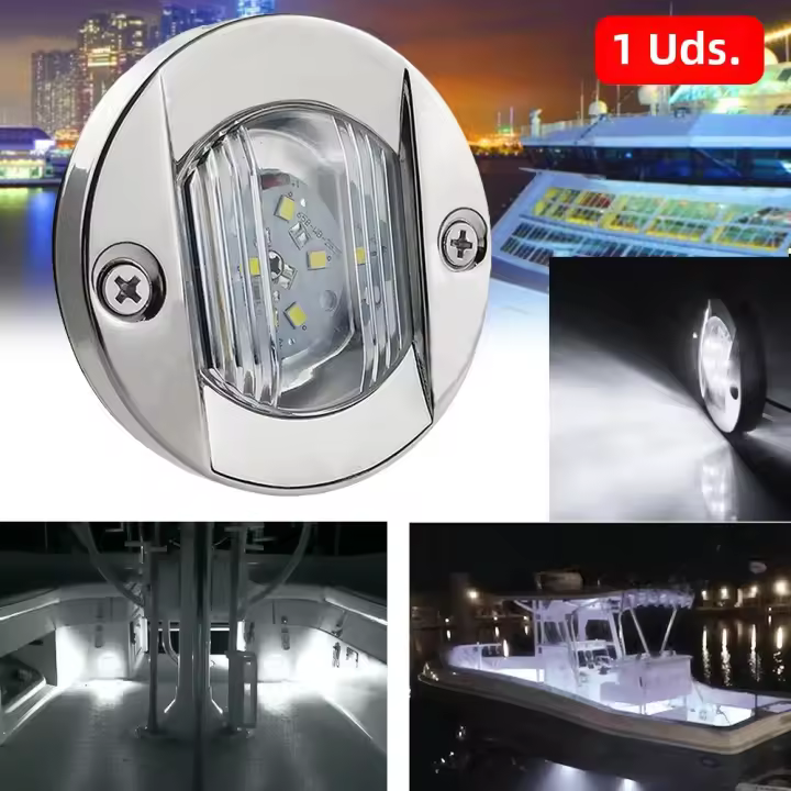 Luz De Anclaje Para Barco LED 6 LEDs 3 Pulgadas Montaje Trasero Cromado Impermeable 12V DC Luz De Navegación Marina ABS - 1