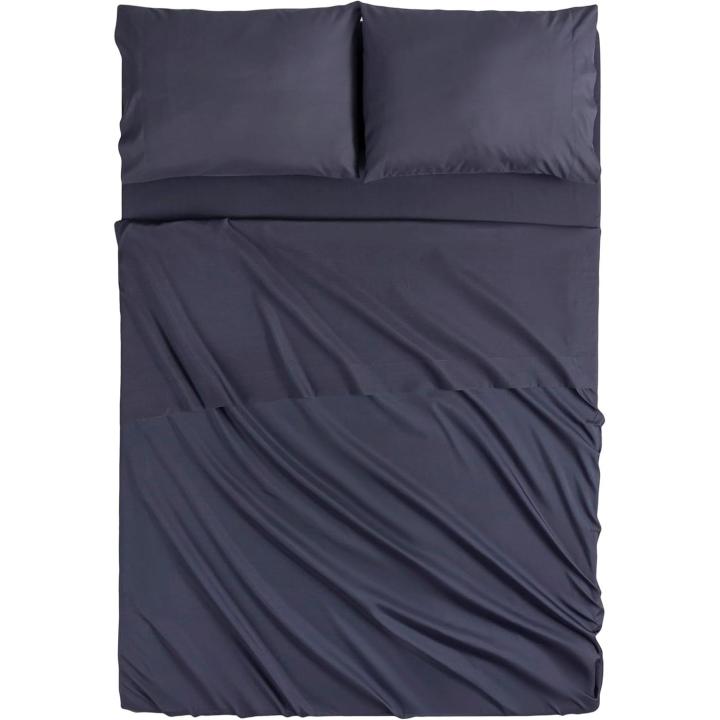 Tk Todocama Juego de Sábanas de 4 Piezas - 4002 - Sábana Bajera Ajustable - Encimera - Dos Fundas de Almohada de 50x80cm (Cama 150x190/200 cm, Gris Oscuro)