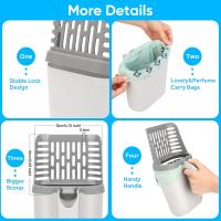 MYPIN-Portáil de gran capacidad Mejorada con soporte y Cubo de Residuos, Pala para Gatos con 135 bolsas de basura adicional, bandeja de Arena Genie, Gris - details 7