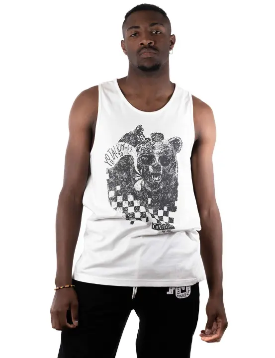 BEAR DRIVING WHITE TANK - 1