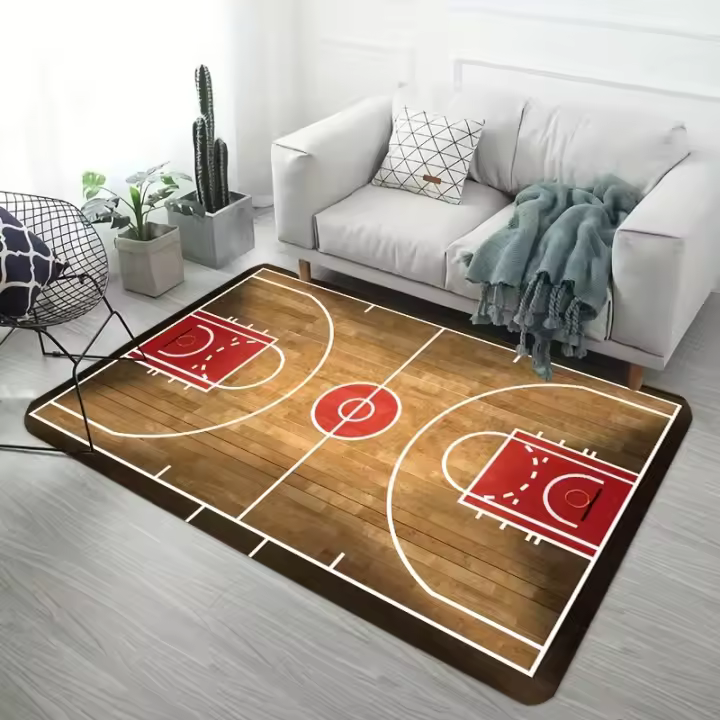 Alfombra Deportiva Tema Baloncesto 1pc Tapete Antideslizante Y Impermeable Para Decoración De Paredes De Entrada Hogar Estilo Moderno Poliéster 100% - 1