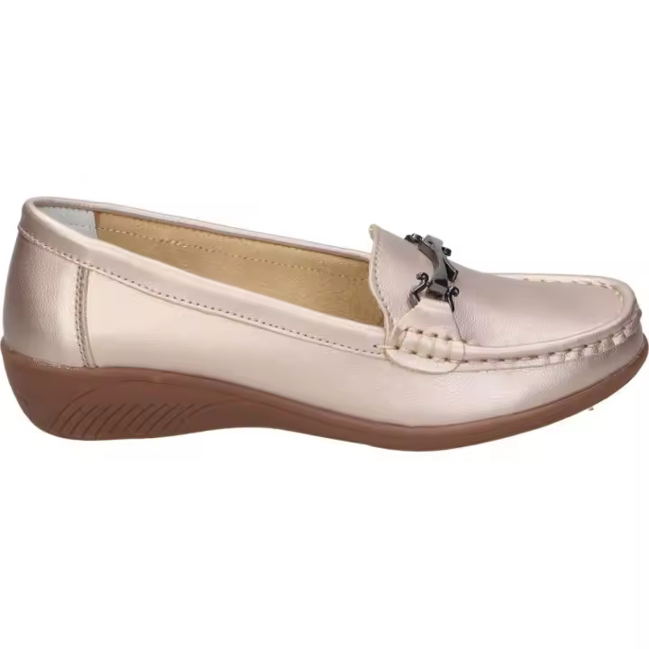 VICMART I Zapato de Piel Vicmart para Mujer – Mocasines en Color Bronce con Detalle de Hebilla – Zapato Plano sin Cierre – Slip On – de Piel – Cómodos y Versátiles – Alta Calidad – Modelo 311-11 - 1