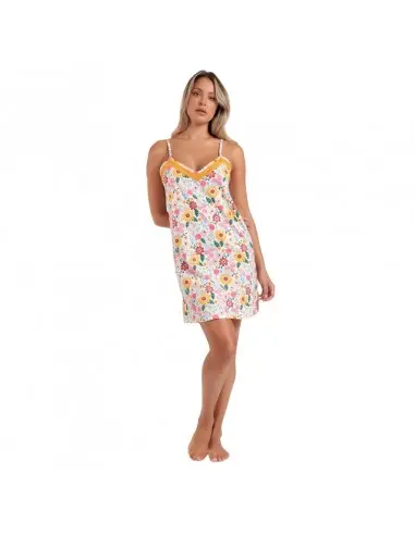 ADMAS camisón mujer algodón tirantes en mostaza 61351 - 1