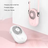 Ventilador eléctrico, conveniente carga mini USB cuello colgante ventilador con cordón para acampar viajes para oficina Escuela Hogar para (lindo rosa) - details 1