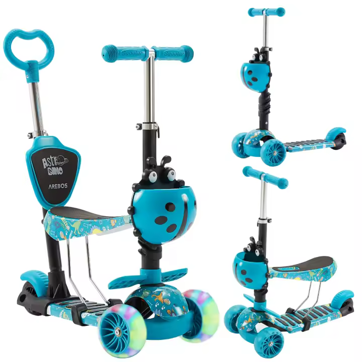 AREBOS Patinete Kick Scooter City Niños | con asiento | con ruedas LED - 1
