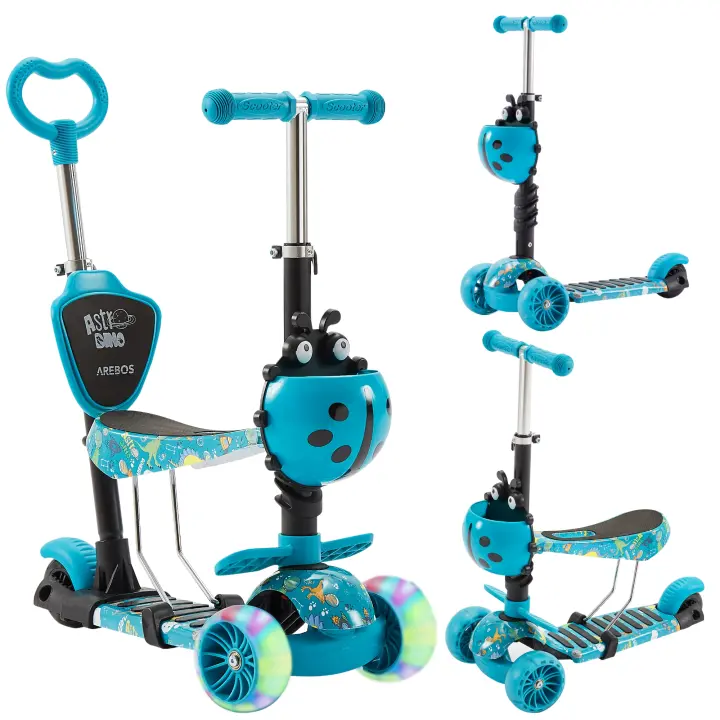 AREBOS Patinete Kick Scooter City Niños | con asiento | con ruedas LED - 1