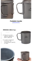Taza De Camping Widesea De Titanio Para Viajes Y Picnics Utensilios De Mesa Para Exterior Sin Plegable Capacidad De 0.6L - details 4