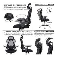 Silla de Oficina Ergonómica TLV-6302, de Escritorio, Giratoria, Ruedas, detalles.