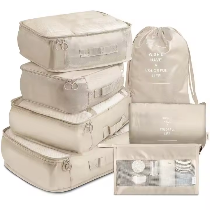 Juego de Bolsas de Almacenamiento de Viaje Portátiles de 7 Piezas - Organizador de Ropa de Maleta Gruesa - Set de Bolsas de Viaje de 7 Piezas - 1