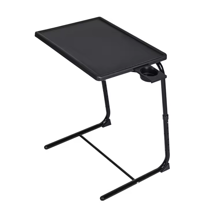 T-LoVendo Mesa Auxiliar Plegable con Altura Ajustable, Forma de C, con 6 Alturas (de 52 a 71 cm), con Posavasos, 3 Ángulos Ajustables, para Ordenador Portátil, Lectura, Sofá, Sillón - 1