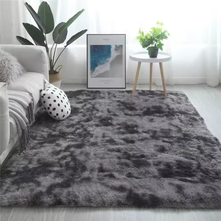 Alfombra De Dormitorio Alfombras Modernas De Sala De Estar Alfombra Peluda Suave Y Mullida Alfombra Extra Suave Y Cómoda Alfombra Gruesa Mullida Antideslizante para Interiores para Sala De Estar (Gris Negro, 120*200cm)-Sunny - 1