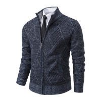 Chaqueta De Punto Para Hombre Invierno 2024 Cuello Erguido Gruesa Y Cálida Cardigan Zip up Estilo Coreano Casual - details 4