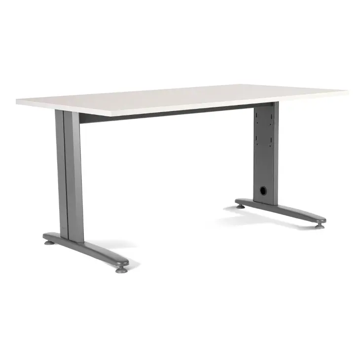 Rocada | Mesa Oficina Ancha para Teletrabajo | Estructura de Acero en L Color Gris | Robusta y Fácil Montaje | 160 X 80 Cm | Acabados en Blanco - 1