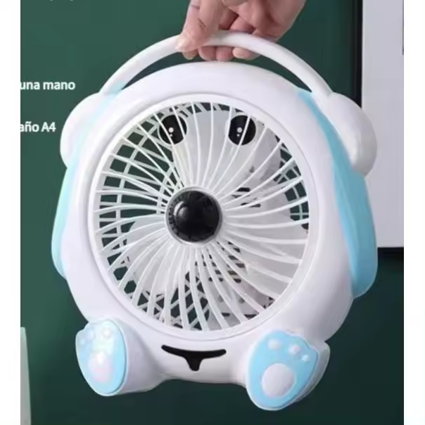 Ventilador eléctrico de dibujos animados de verano, pequeño dormitorio de estudiantes, cama de escritorio, portátil, para oficina en casa, ventilador de escritorio, regalo - 1