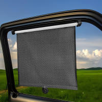 2Pcs Sombrilla De Ventana Lateral Para Coche Protección Solar Con Botón De Presión Cortina Retráctil Telescópica Bloqueo PVC Negro Y Blanco - details 3