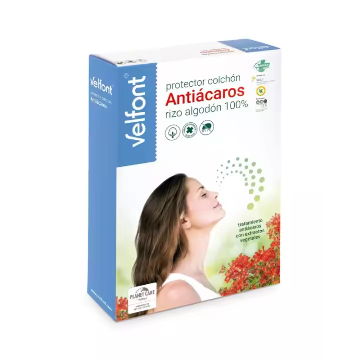 Protector Colchón de rizo 100% algodon  Velfont  con tratamiento Antiácaros.Protege el colchon de los liquidos. - 1