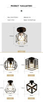 Lámpara De Techo Vintage E27 En Metal Negro Para Pasillo Foyer Aisle Iluminación Interior De Cages Chandelier Para Hogar - details 3