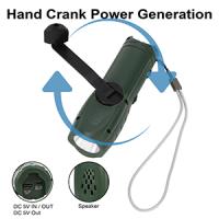 Interior de mano de manivela con radio de Emergency LED Antorcha Cargador de teléfono, Dynamo portátil SOS recargable USB de carga de mano linternas LED Soporte incorporado para Camping Senderismo Gift - details 1