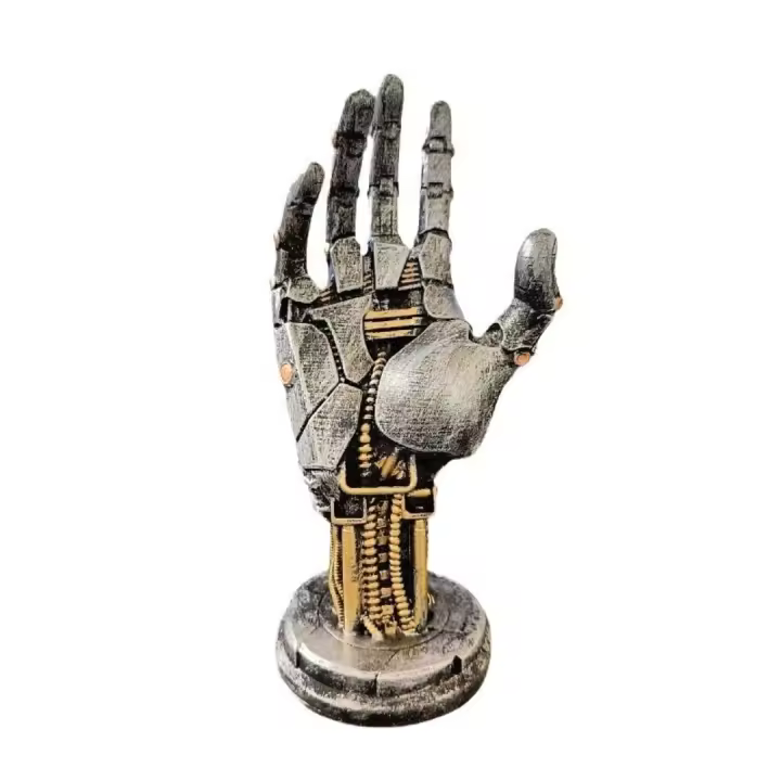 Figura de mano mecánica en resina , soporte para mandos de juego - 1
