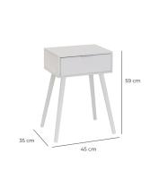 JJBLOOM-Mesa de Centro, Mesita De Noche Mueble Lateral De Mesita De Noche Moderna E Innovadora con Cajón para Dormitorio，Mesita de noche de 1 cajón blanca de madera de 45x35x59cm - details 3