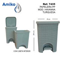 PAPELERA AMIKO CON MEDIDAS 28x20x20 CENTÍMETROS MODELO HAVANNA TURQUESA - details 0