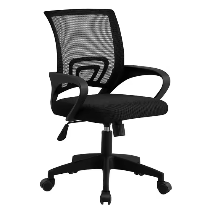 Cama express Silla de Oficina Ergonómica Ajustable con Soporte Lumbar, Reposabrazos y Asiento Acolchado, Malla Transpirable con Respaldo Medio, Modo Mecedora, Para Sala de Conferencias, Ejecutivo, Estudio, Color Negro. - 1