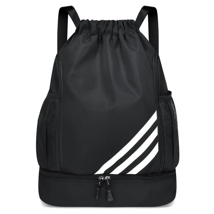 Mochila con cordón, mochila deportiva impermeable, con compartimento para zapatos y bolsillos de malla para botellas de agua, para deportes, escuela, playa, vacaciones, natación, viajes - 1