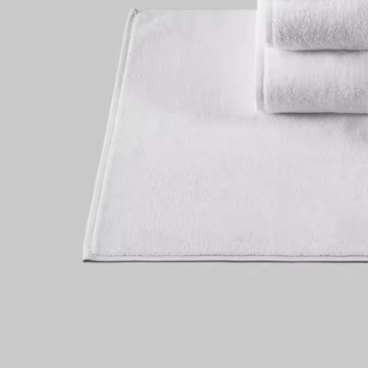 6 Alfombras 'Hotel 5*' BAÑO 50x70 cm, 700 gsm, 100% CO, blanco, hotel, alta calidad textil y resistentes al lavado industrial - 1