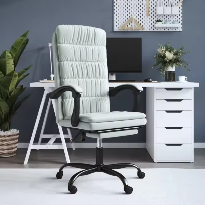 Silla de oficina reclinable de terciopelo gris Claro - 1